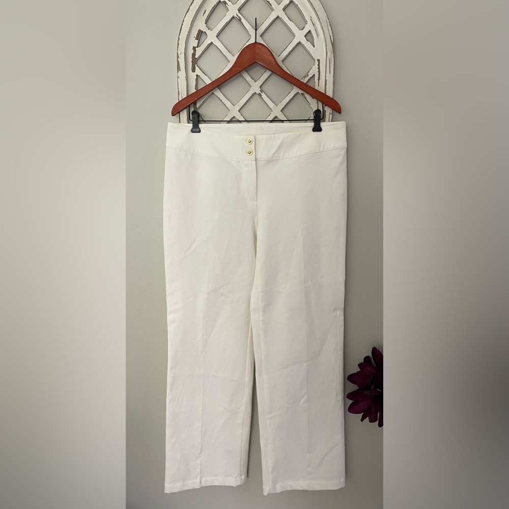St. John Collection By Marie Grey Straight Leg Pants In White Size 14